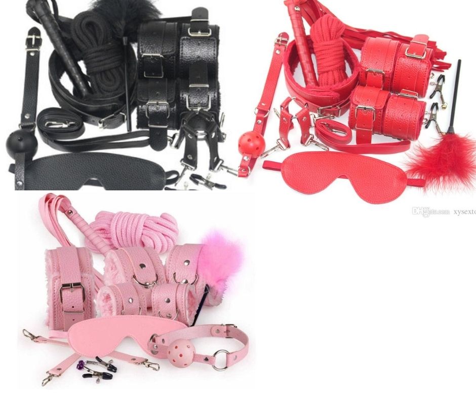 KIT BONDAGE COLOR ROJO,NEGRO,ROSA