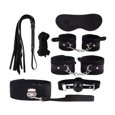 KIT BONDAGE MORADO-ANTIFAZ,ESPOSAS Y PLUMAS