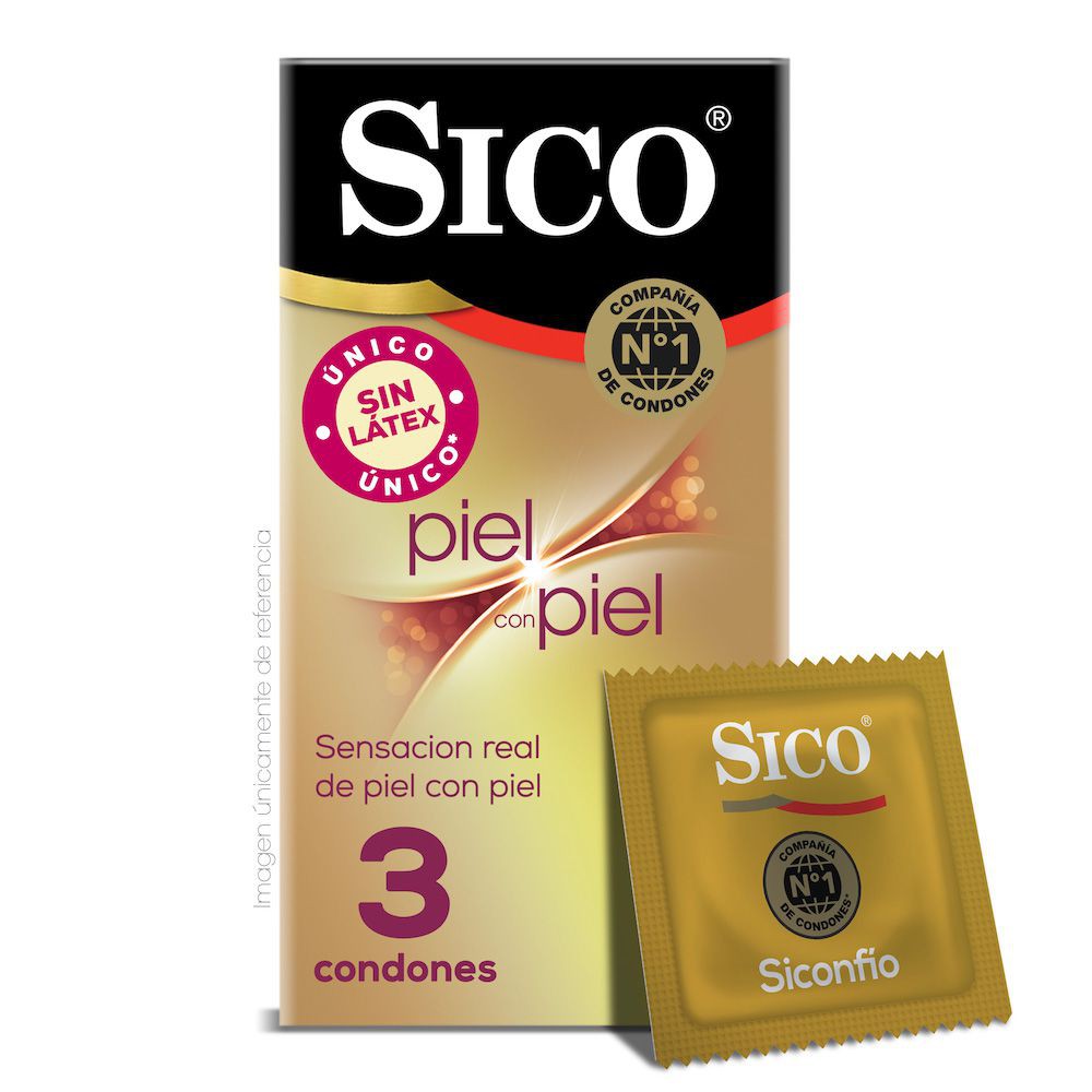 CONDONES SICO PIEL CON PIEL 3 PZAS.