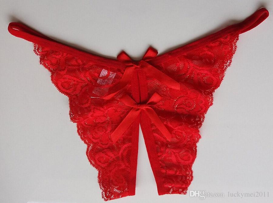 TANGA ABERTURA ENCAJE ROJA