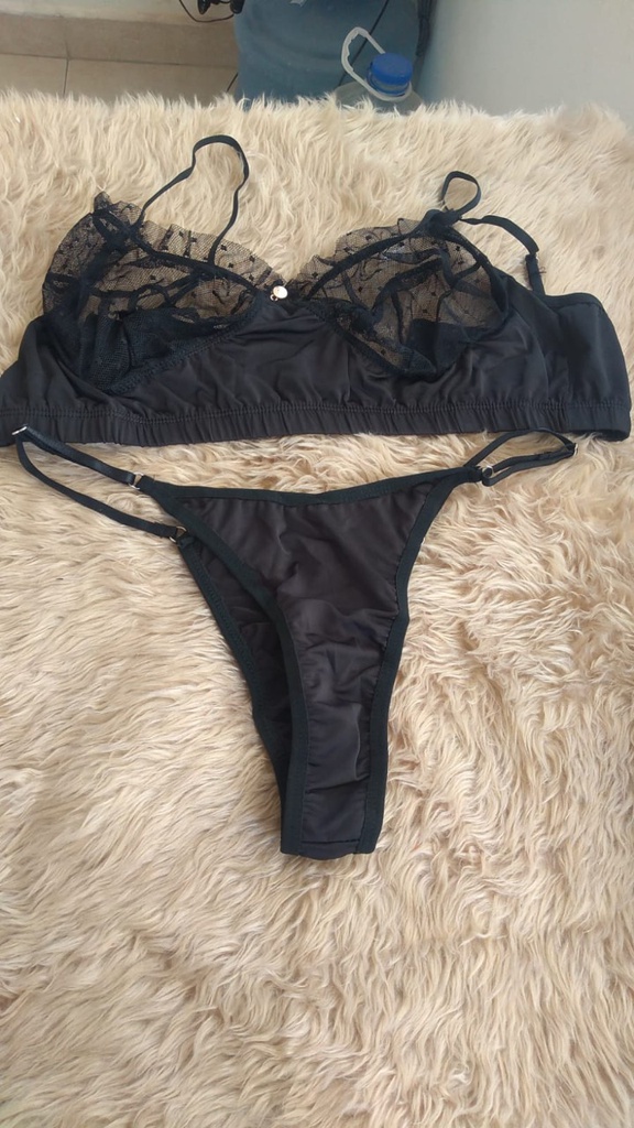 COORDINADO CELINE NEGRO TOP Y TANGA