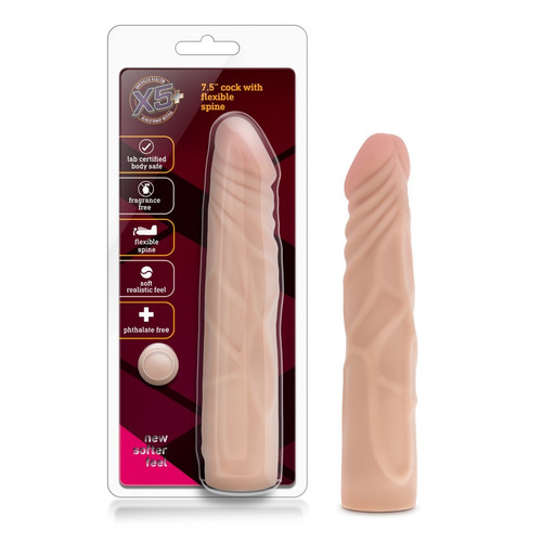 DILDO X5 COCK WITH FLEXIBLE SPINE 7.5&quot;