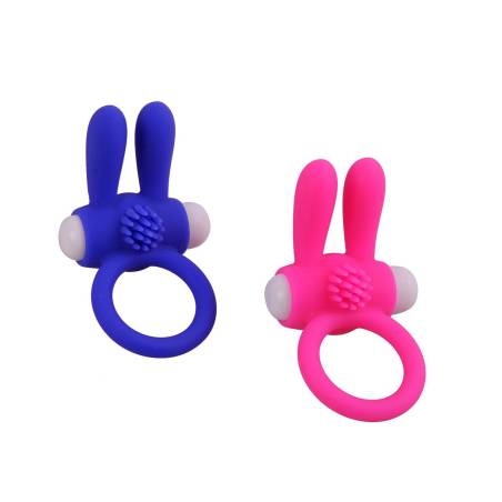 ANILLO RETARDADOR VIBRADOR CONEJO AZUL/NEGRO