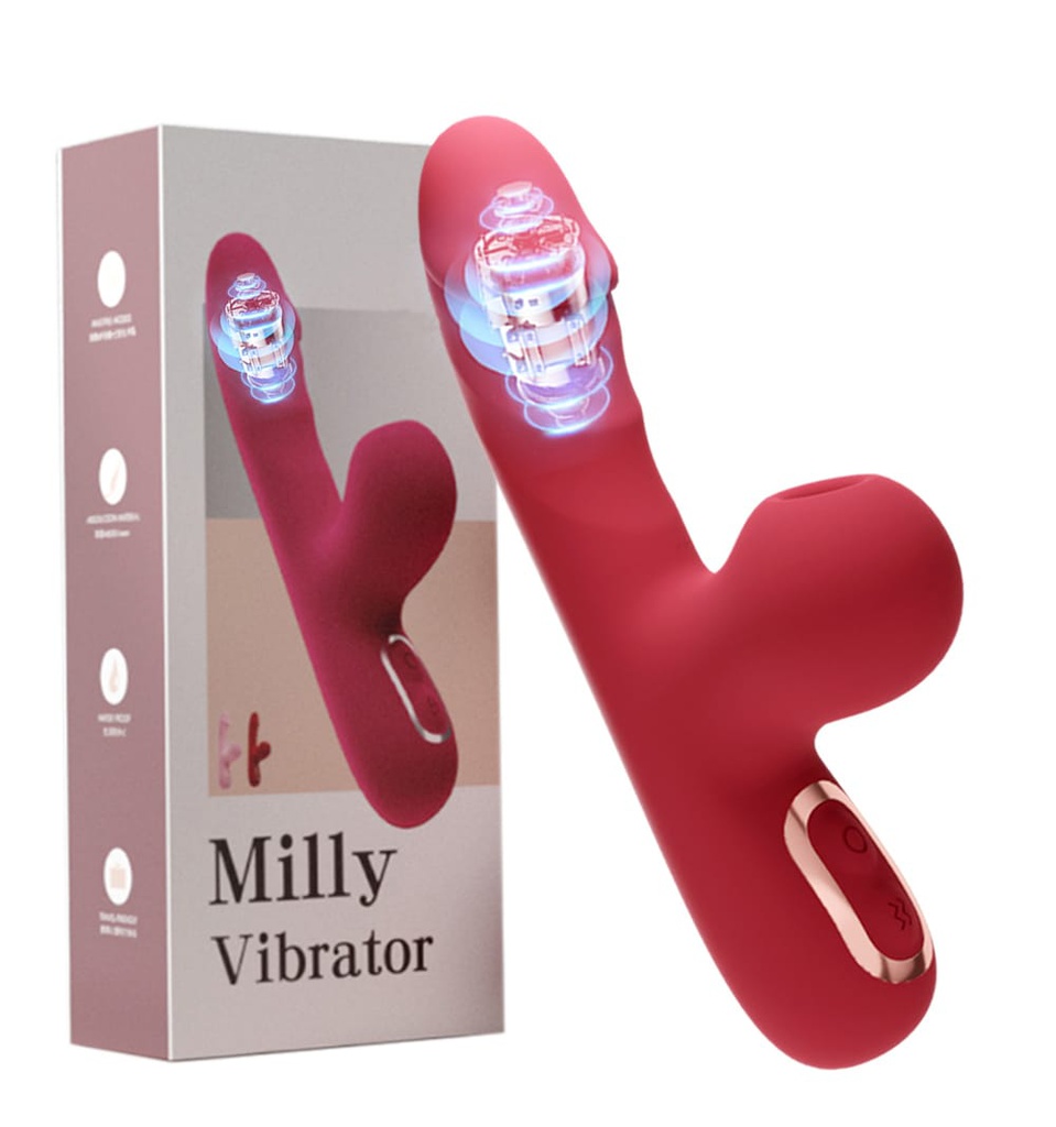 VIBRADOR DOBLE MILLY C/SUCCIONADOR CLITORIS APP