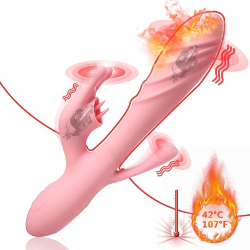 [TRIP12] VIBRADOR TRIPLE ESTUMULACION ROSA TERMICO 12 FUN RECARGABLE