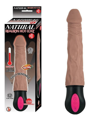 [NT2813] VIBRADOR NATURAL HOT COCK BROWN #1 7&quot; USB RECARGABLE