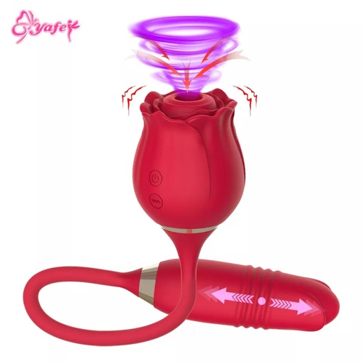 [VIB1808] SUCCIONADOR Y VIBRADOR FORMA DE ROSA ROJO