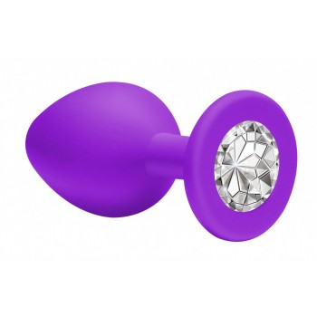 [RY047M] PLUG ANAL SILICONA GEMA RODONDO MORADO