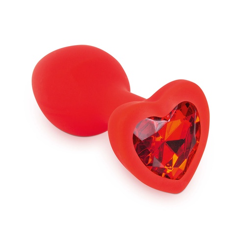 [RY047NC] PLUG ANAL SILICONA GEMA CORAZON ROJO