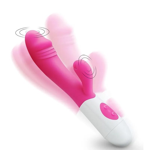 [VIB979] VIBRADOR DOBLE ESTIMULACION CH ROSA/MORADO