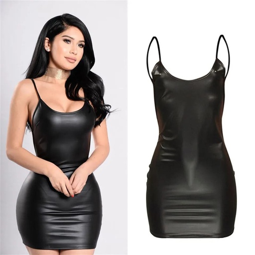 [VET0306] VESTIDO SEXY VINIPIEL NEGRO