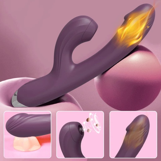 [VIB0506] VIBRADOR DOBLE ESTIMULACION TERMICO USB RECARGABLE